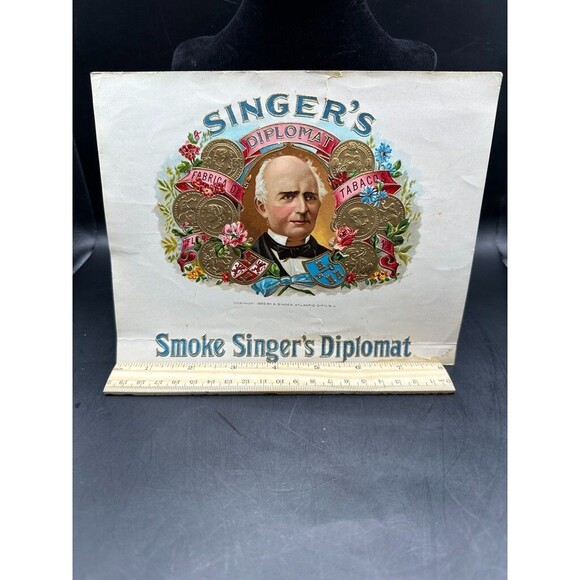 Vintage Singer's Diplomat Smoke Fabrica De Tabacos Cigar Box Label Ephemera - Picture 1 of 6